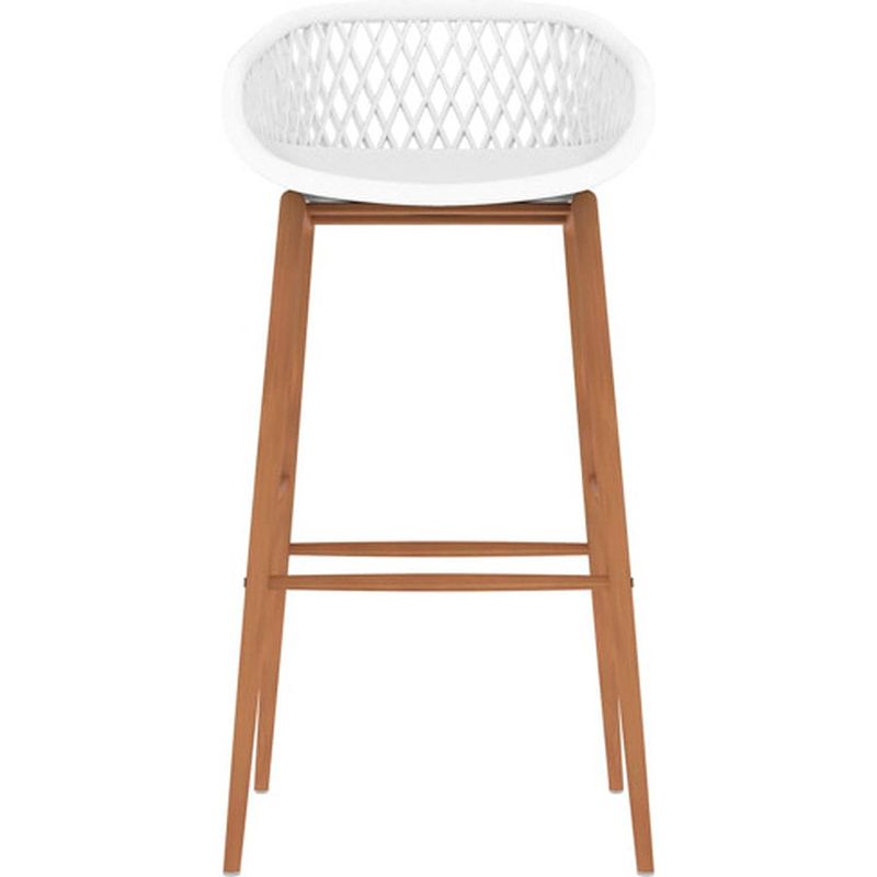 Foto van The living store barstoelen - mesh-look - set van 2 - wit - 48x47.5x95.5 cm - ergonomisch ontworpen zitting - robuust