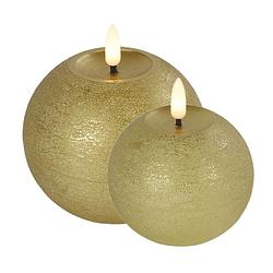 Foto van Led bolkaarsen/kaarsen - set van 2x st - goud - warm wit licht - led kaarsen