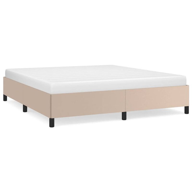 Foto van The living store bedframe cappuccino - 203 x 163 x 35 cm - duurzaam kunstleer - cappuccino