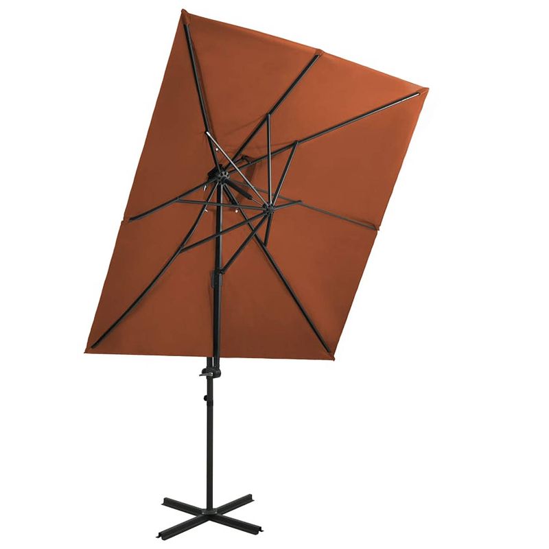 Foto van Vidaxl zweefparasol met dubbel dak 250x250 cm terracottakleurig