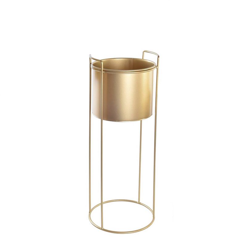 Foto van Casa di elturo bloempot glamour goud rond met standaard - metaal - l - ø 25 x h 65 cm