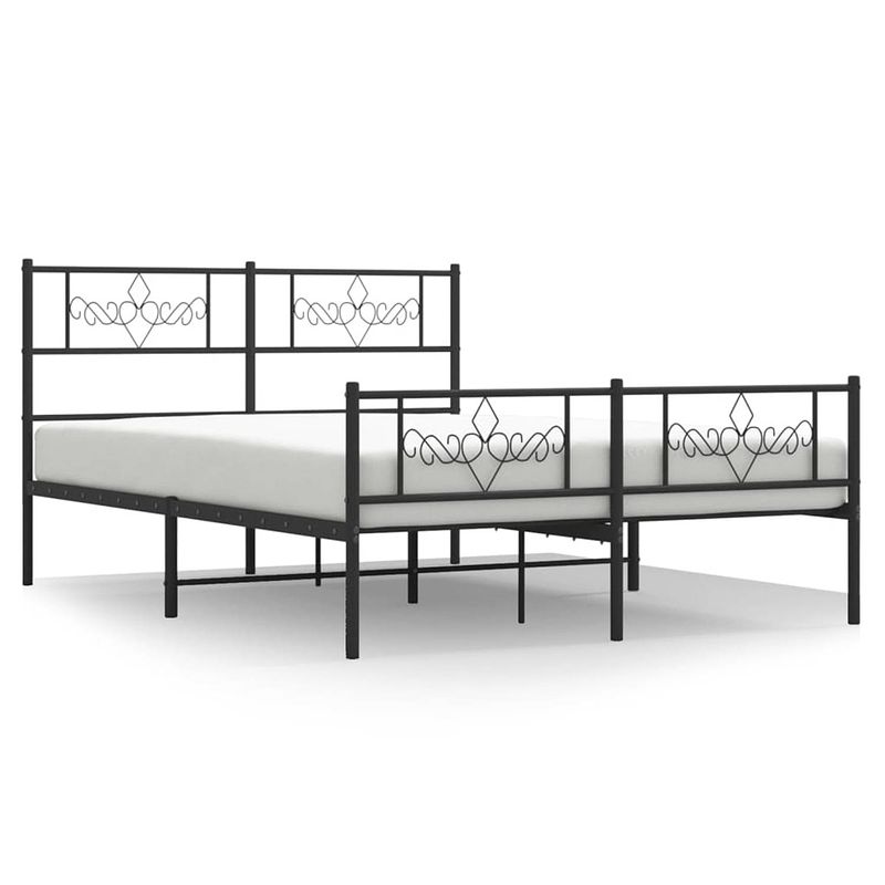 Foto van Vidaxl bedframe met hoofd- en voeteneinde metaal zwart 140x200 cm