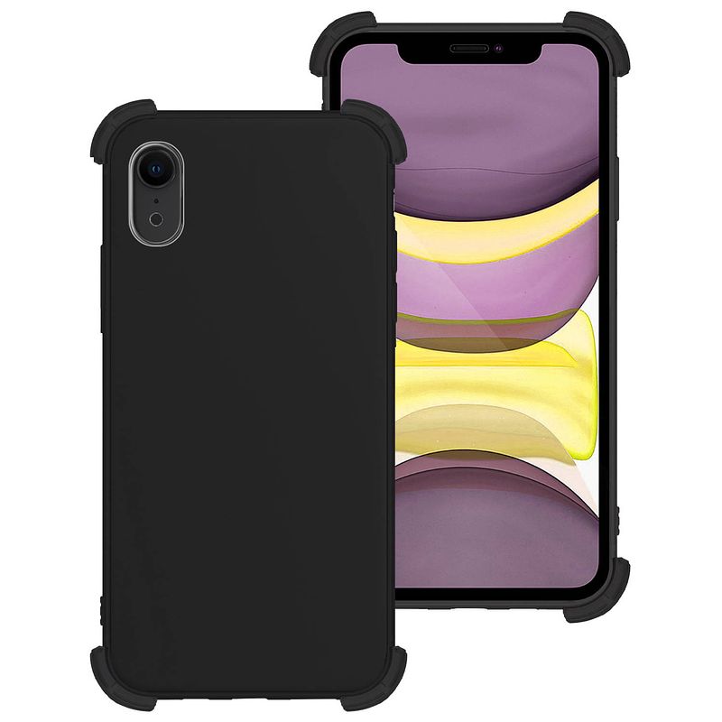 Foto van Basey iphone xr hoesje shock proof case - iphone xr case zwart shock hoes - iphone xr hoes cover - zwart