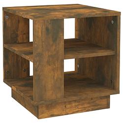 Foto van The living store salontafel - naam - banktafel - 40 x 40 x 43 cm - gerookt eiken