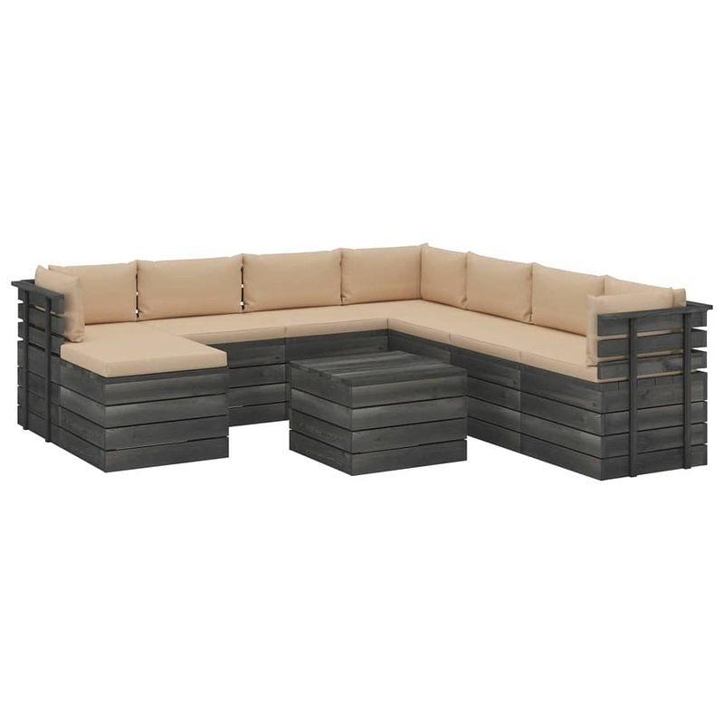 Foto van Vidaxl 9-delige loungeset pallet met kussens massief grenenhout