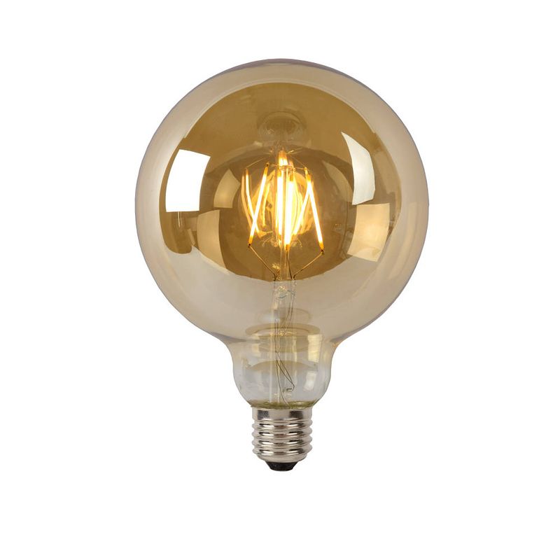 Foto van Lucide g125 - filament lamp - ø 12,5 cm - led dimb. - e27 - 1x8w 2700k - amber