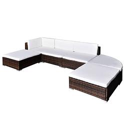 Foto van Vidaxl 6-delige loungeset met kussens poly rattan bruin