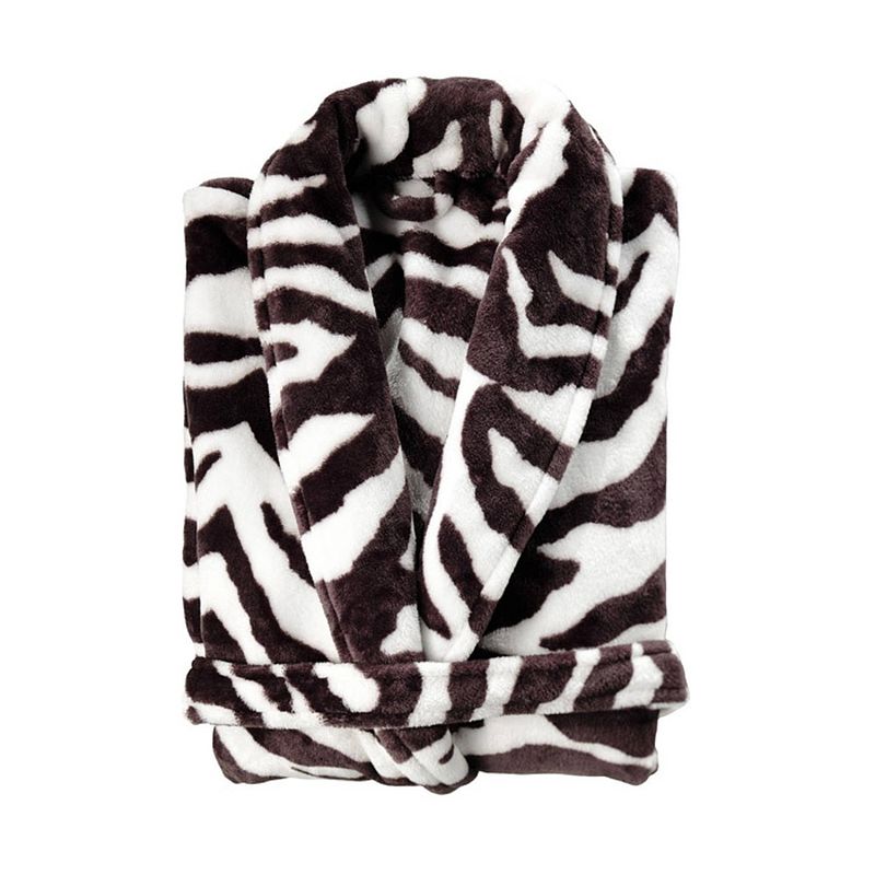 Foto van Zo home flanel fleece badjas zebra - black - xl