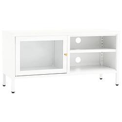 Foto van Vidaxl tv-meubel 90x30x44 cm staal en glas wit