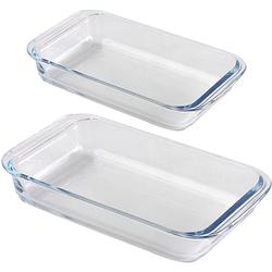 Foto van Chef traiteur ovenschaal set 2-delig - rechthoek - glas - 1,6l en 2,2l - keuken - ovenschalen