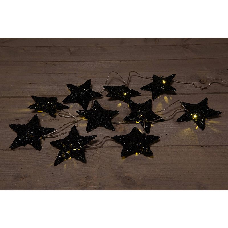 Foto van Anna'ss collection - b.o.t. 10 star 10 cm dark glitter 10led warm white140 cm