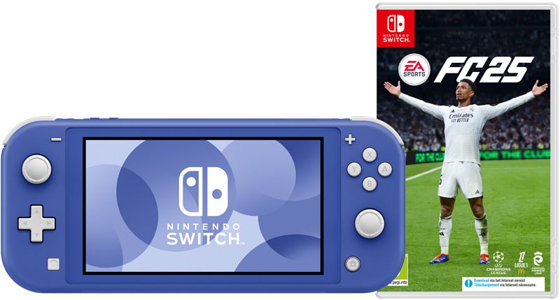 Foto van Nintendo switch lite blauw + ea sports fc 25