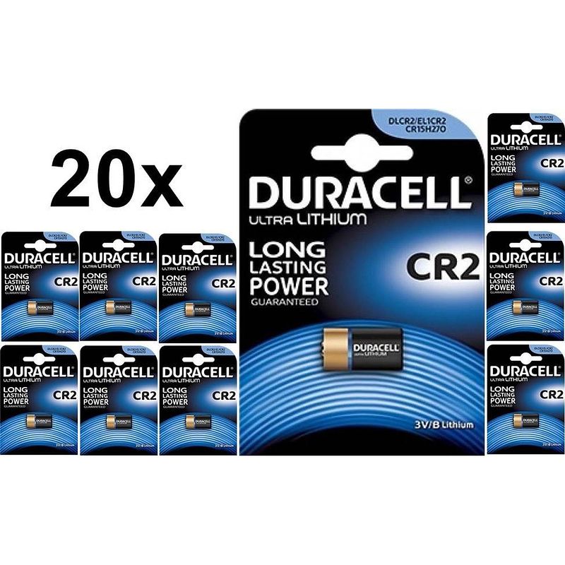 Foto van 20 stuks - duracell cr2 el1cr2 rlcr2 dr2r 3v lithium batterij