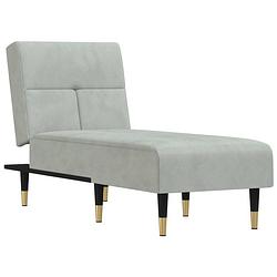 Foto van The living store verstelbare chaise longue - fluweel - lichtgrijs - 55x140x70cm - multifunctioneel