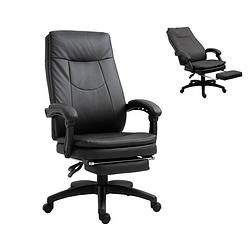 Foto van Bureaustoel - ergonomische bureaustoel - game stoel - gaming stoel - met voetensteun - tot 150 kg - zwart