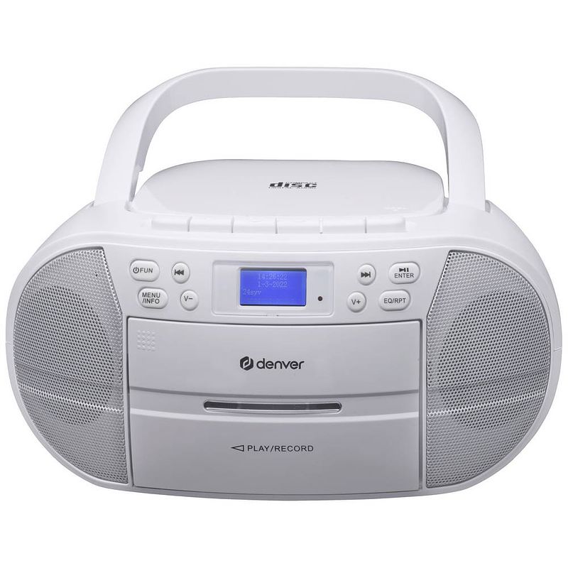 Foto van Denver tdc-280 - boombox - dab - fm - radio - cd speler - aux input - klok - wekker - wit