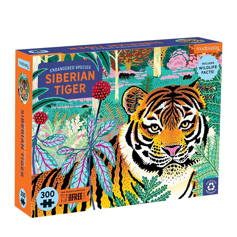 Foto van Mudpuppy 300 pcs endangered species puzzle/siberian tiger