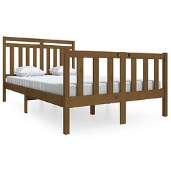 Foto van The living store bedframe grenenhout - 140 x 200 cm - honingbruin