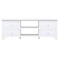 Foto van The living store tv-meubel - massief paulowniahout - wit - 108 x 30 x 40 cm - 2 vakken - 4 lades