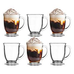 Foto van Glasmark theeglazen/koffie glazen bristol - transparant glas - 6x stuks - 400 ml - koffie- en theeglazen