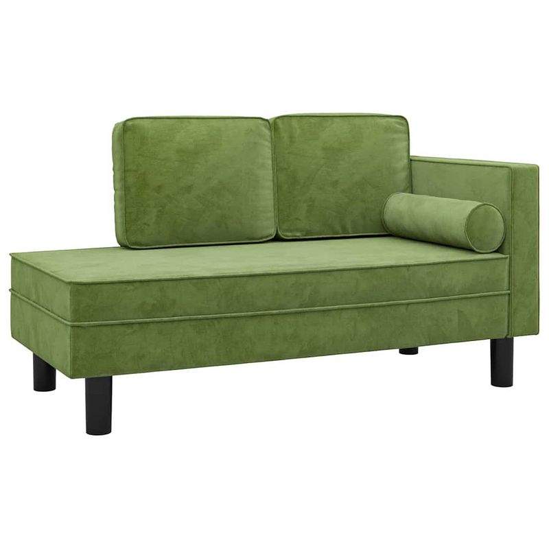 Foto van Vidaxl chaise longue met kussens en bolster fluweel lichtgroen