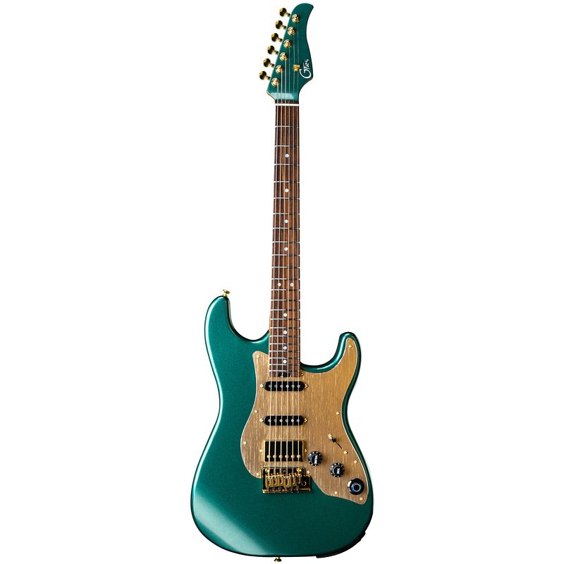 Foto van Mooer gtrs guitars standard 900 racing green intelligent guitar met wireless systeem en gigbag