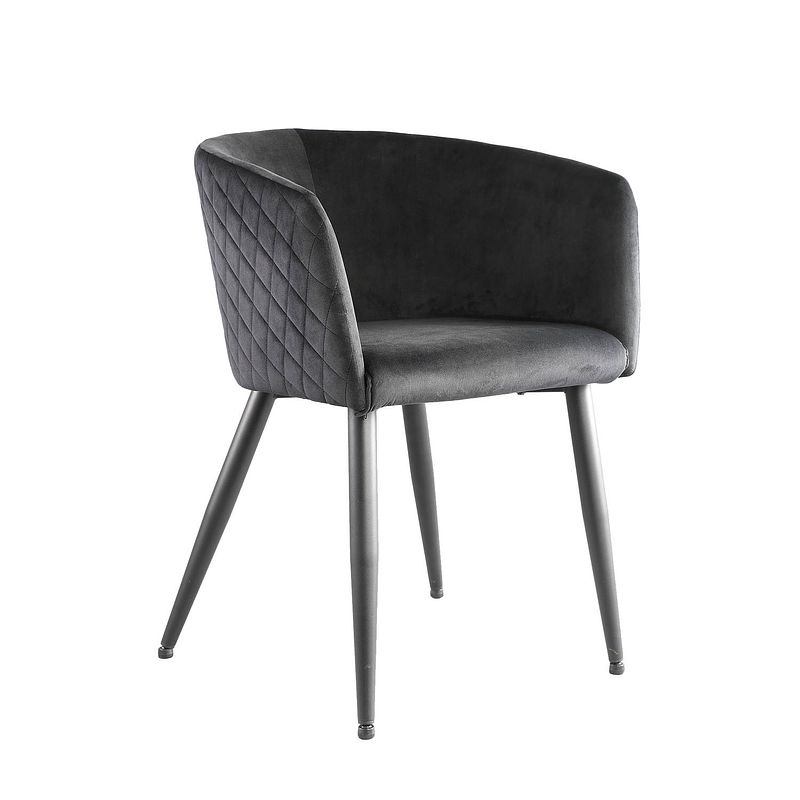 Foto van Ptmd mace velvet black chair half round metal legs - kd