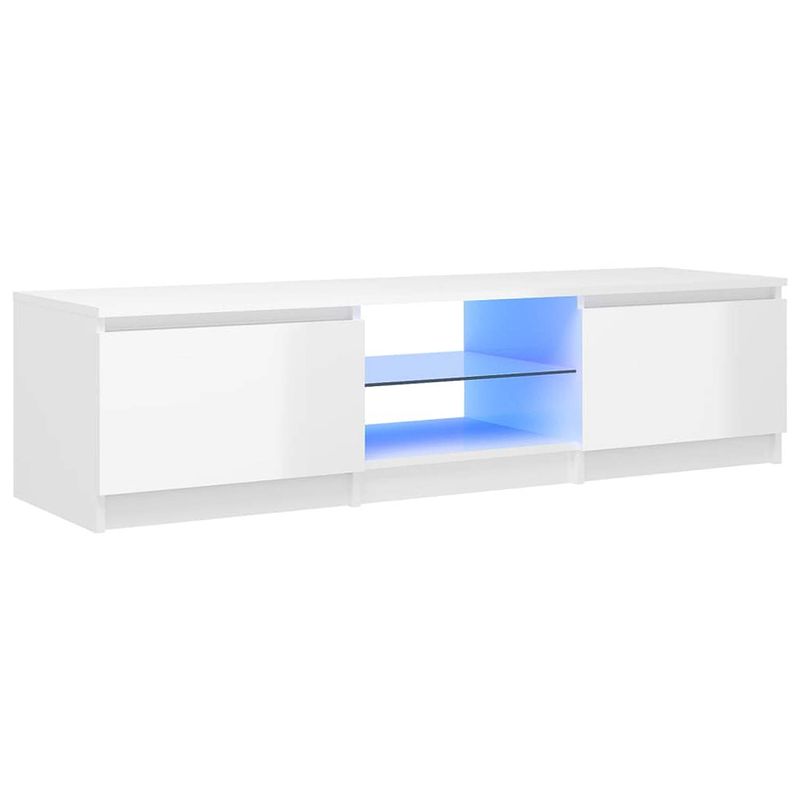 Foto van The living store tv-meubel glad wit 140x40x35.5 cm - rgb led-verlichting