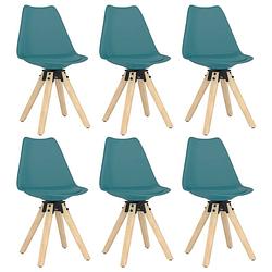 Foto van Vidaxl eetkamerstoelen draaibaar 6 st pp turquoise