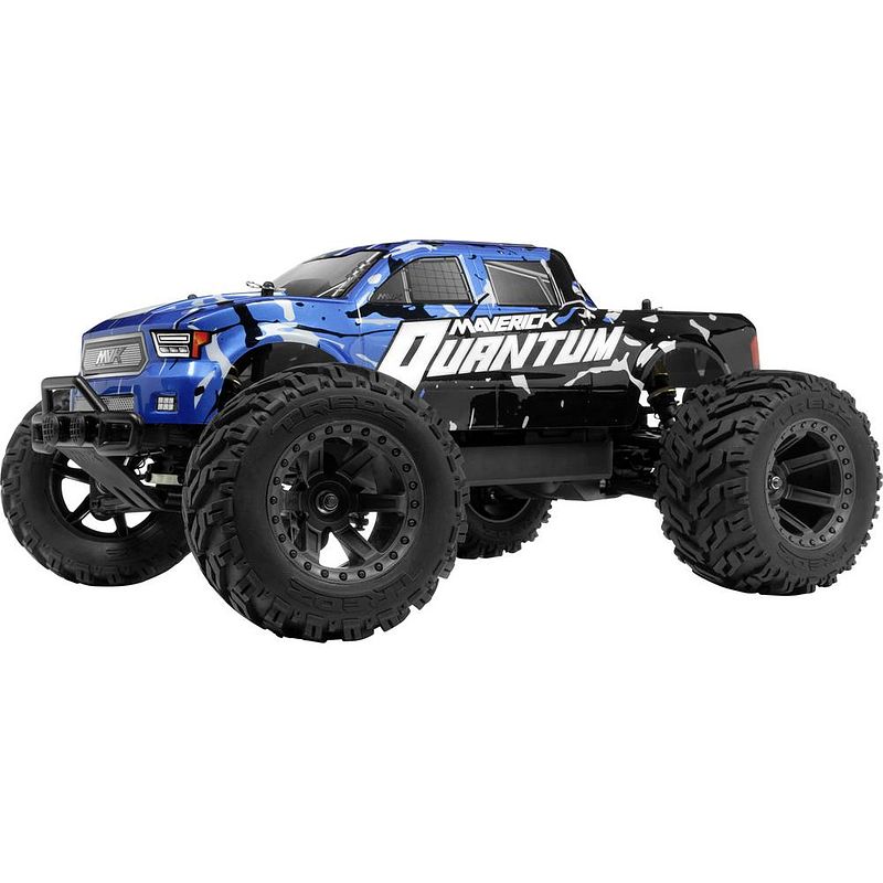 Foto van Maverick quantum mt 1/10 4wd monster truck - blue 1:10 brushed rc auto elektro monstertruck 4wd rtr 2,4 ghz incl. accu en laadkabel