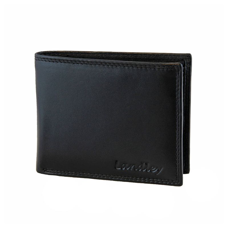 Foto van Landley heren portemonnee billfold leer compact - formaat m - rfid - soepel nappa leder - zwart