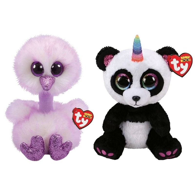 Foto van Ty - knuffel - beanie buddy - kenya ostrich & paris panda