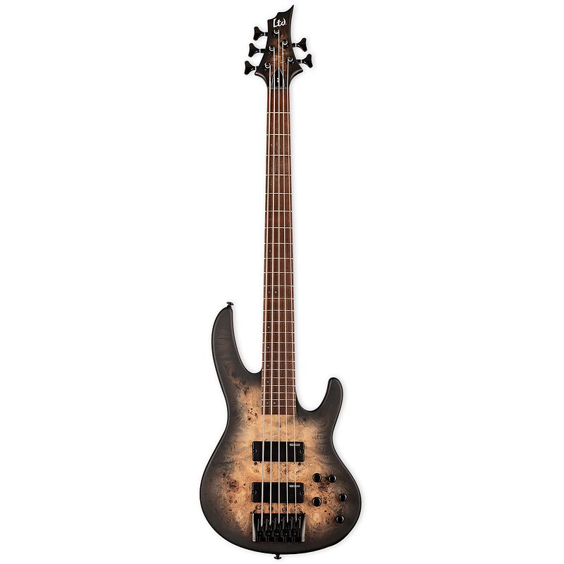 Foto van Esp ltd d-5 bp black natural burst satin 5-snarige elektrische basgitaar