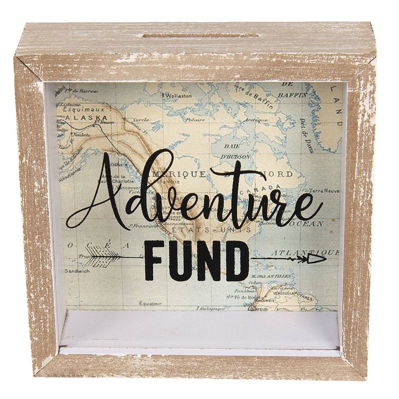 Foto van Clayre & eef bruine spaarpot adventure fund 15*5*15 cm 6h1734