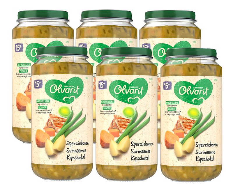 Foto van Olvarit sperziebonen surinaamse kipschotel 15+ maanden 250g bij jumbo