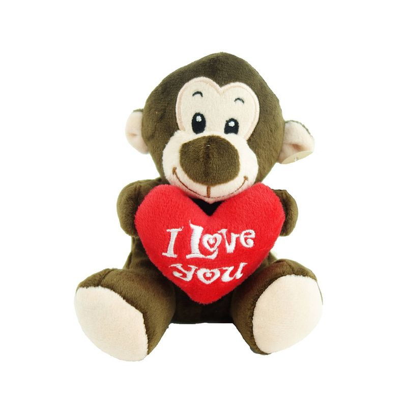 Foto van Pluche i love you aap knuffel bruin 14 cm speelgoed - knuffel bosdieren