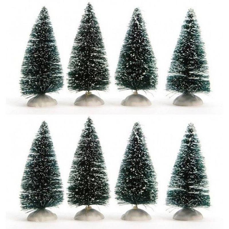 Foto van Miniatuur decoratie boompjes 8x - kerstdorpen
