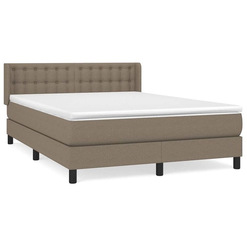 Foto van The living store boxspringbed - taupe - 203 x 147 x 78/88 cm - pocketvering matras - middelharde ondersteuning -