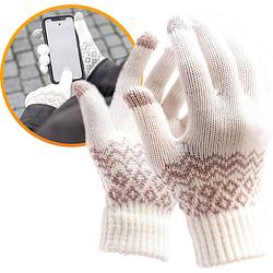Foto van R2b touchscreen handschoenen heren / dames winter - heren maat s/m- dames maat m/l - model ""brugge"" - wit
