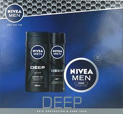 Foto van Nivea men deep geschenkset - showergel & anti-transpirant spray & crème