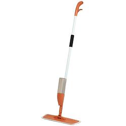 Foto van Urban living schoonmaak/dweil vloermop met telescoopsteel - uitschuifbaar 85 tot 120 cm - wit/oranje - vloermoppen