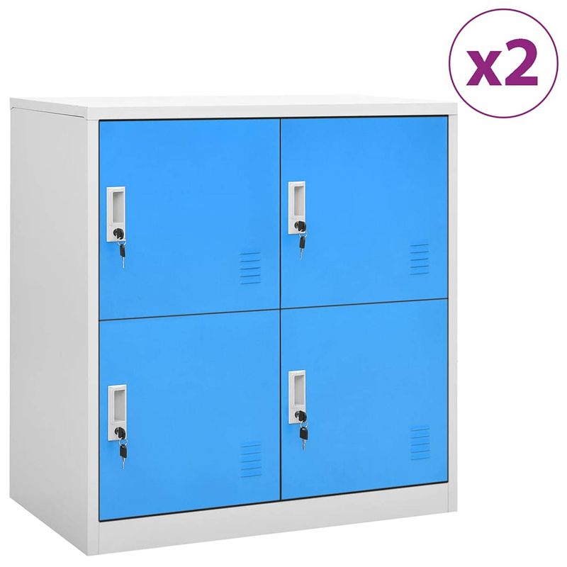 Foto van Vidaxl lockerkasten 2 st 90x45x92,5 cm staal lichtgrijs en blauw