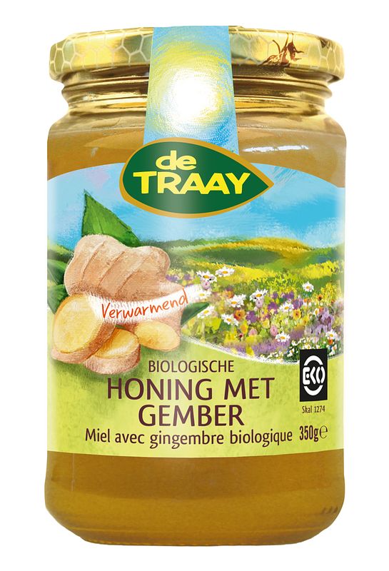 Foto van De traay honing met gember biologisch