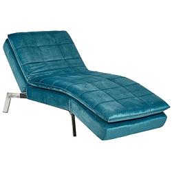 Foto van Beliani loiret - chaise longue-blauw-fluweel