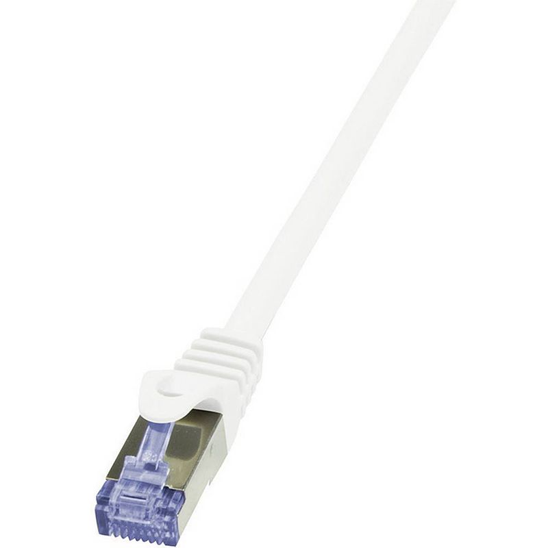 Foto van Logilink cq3081s rj45 netwerkkabel, patchkabel cat 6a s/ftp 7.50 m wit vlambestendig, snagless 1 stuk(s)