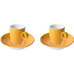 Foto van Maastricht porselein espressokop en schotel bart colour cafe 6.5 cl - 11 cm oranje porselein 2 stuk(s)