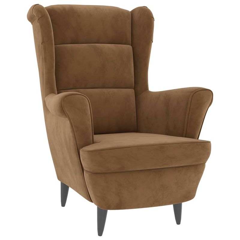 Foto van The living store fauteuil naam fluwelen zitstoel - 81 x 90 x 96.5 cm - bruin