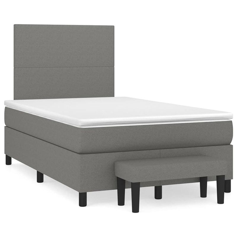 Foto van The living store boxspringbed donkergrijs - 203 x 120 x 118/128 cm - pocketvering matras - middelharde ondersteuning -