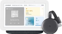 Foto van Google nest hub 2 charcoal + google chromecast 3