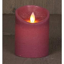 Foto van 2x antiek roze led kaars / stompkaars met bewegende vlam 10 cm - led kaarsen